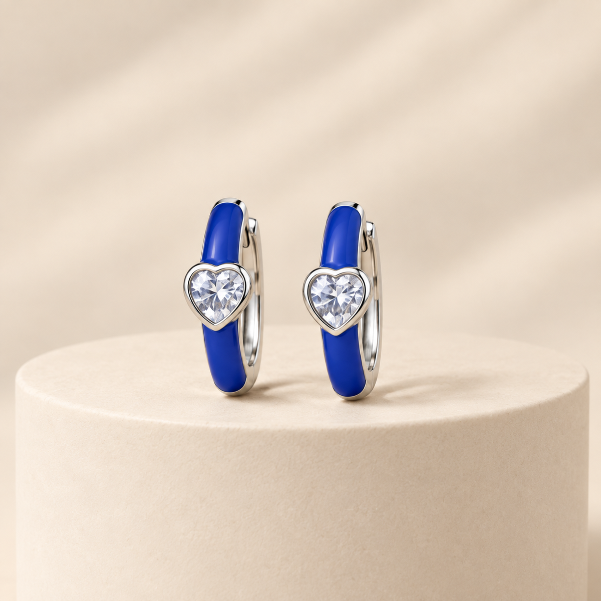 Cupid's Love — Enamel & CZ Heart Huggie Earrings