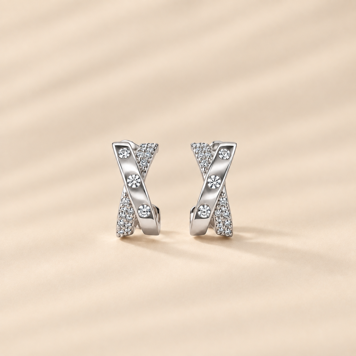 Zara — Sterling Silver Criss-Cross Hoop Earrings