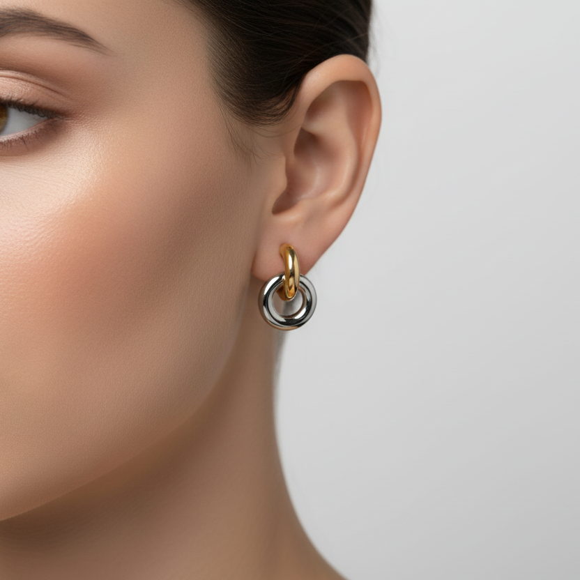 Valeria— Two Tone Hoop Earrings