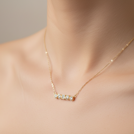 Adeline — Sterling Silver Mixed Cut Pendant Necklace