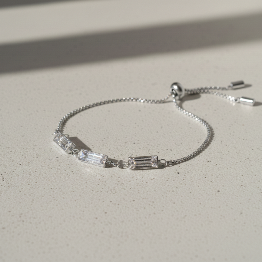 Silver bracelet with Rhinestone Stainless steel