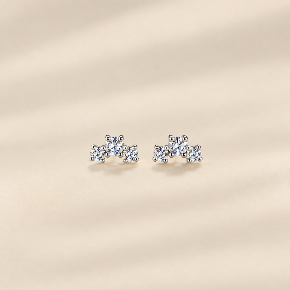 Aurora — Sterling Silver Round Cut Stud Earrings