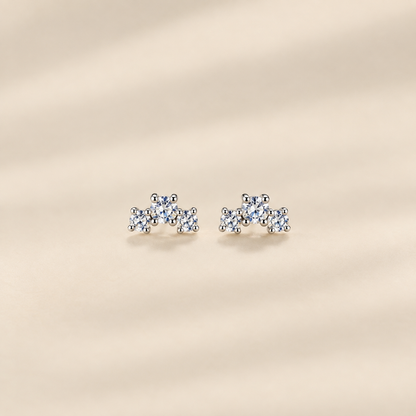 Aurora — Sterling Silver Round Cut Stud Earrings