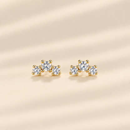 Aurora — Sterling Silver Round Cut Stud Earrings