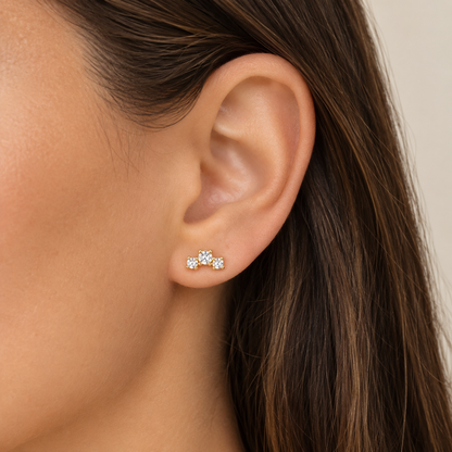 Aurora — Sterling Silver Round Cut Stud Earrings