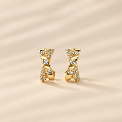 Zara — Sterling Silver Criss-Cross Hoop Earrings