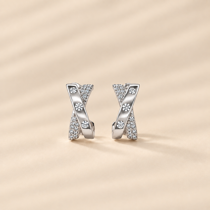 Zara — Sterling Silver Criss-Cross Hoop Earrings