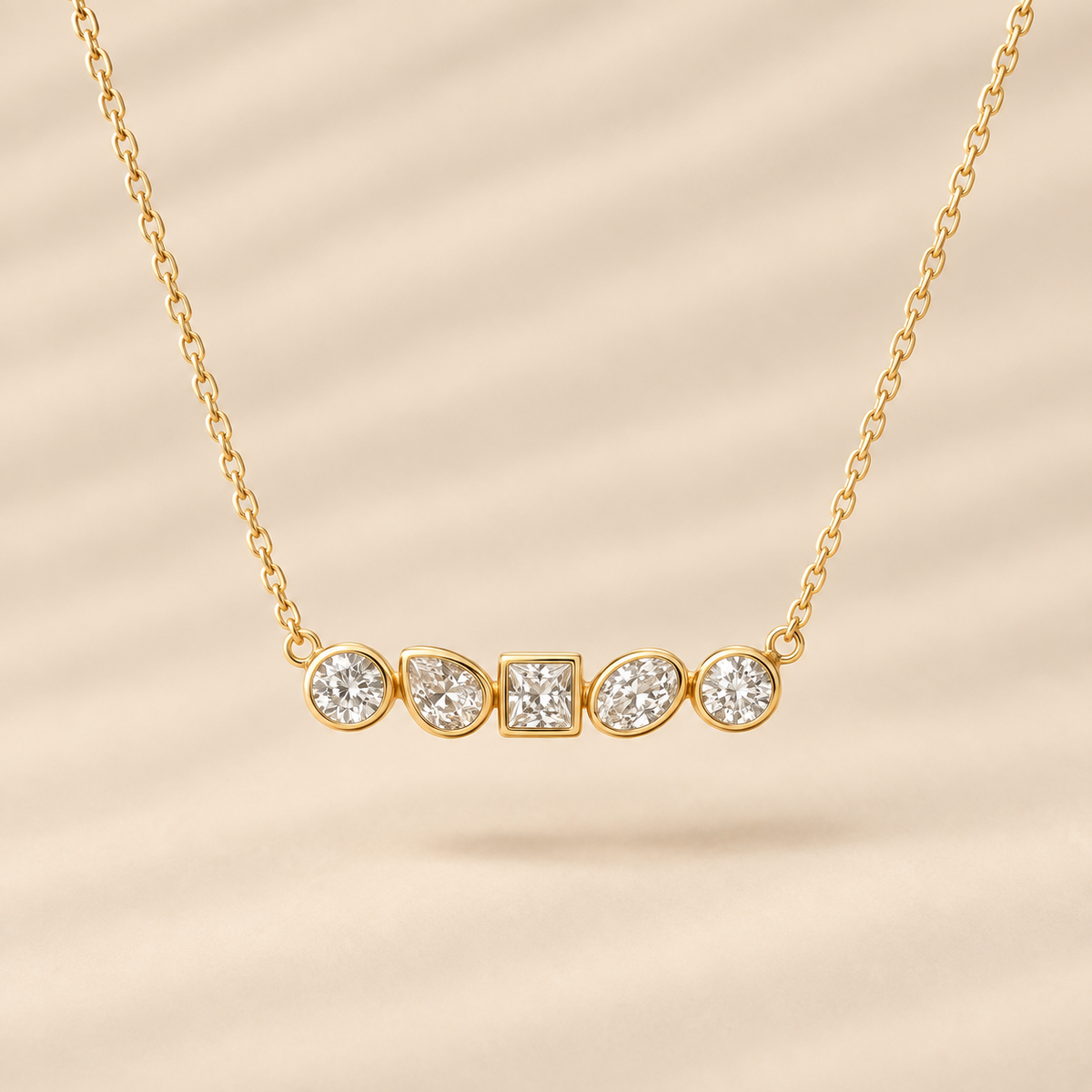 Adeline — Sterling Silver Mixed Cut Pendant Necklace