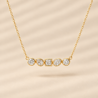 Adeline — Sterling Silver Mixed Cut Pendant Necklace