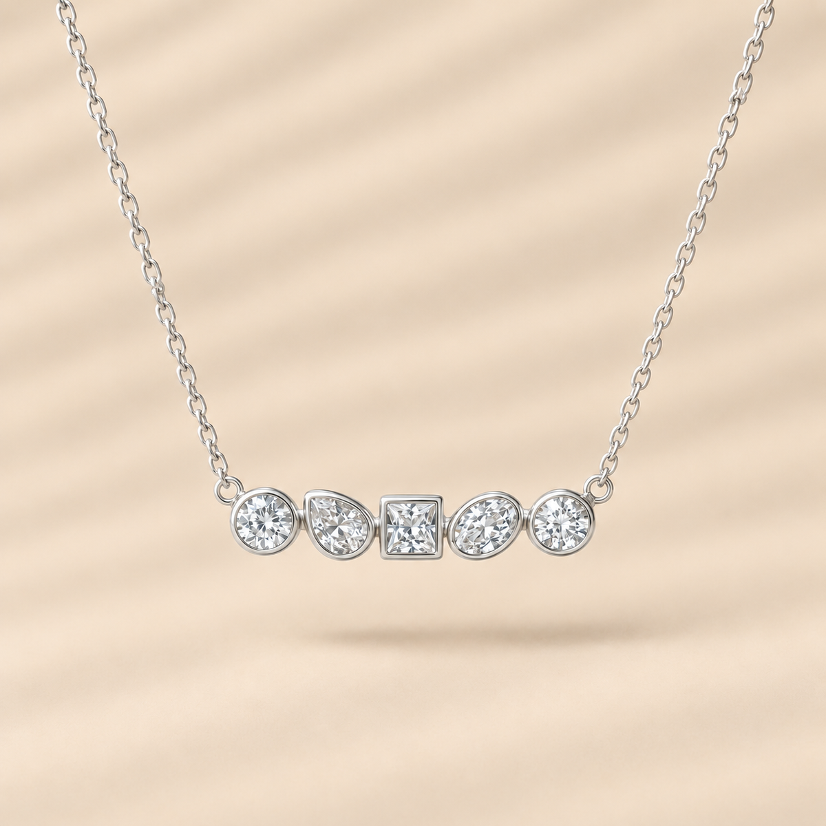 Adeline — Sterling Silver Mixed Cut Pendant Necklace