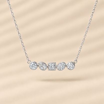 Adeline — Sterling Silver Mixed Cut Pendant Necklace
