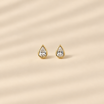 Aura — Sterling Silver Pear Cut Stud Earrings