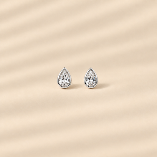 Aura — Sterling Silver Pear Cut Stud Earrings