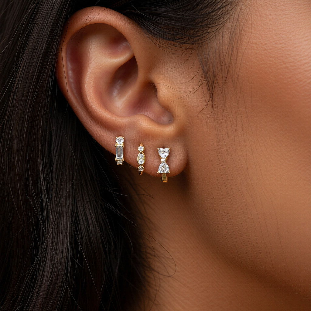 Trinity — Set of Three Huggie Earrings