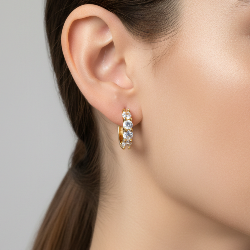 Forever Shine —  Round Cut Huggie Earrings