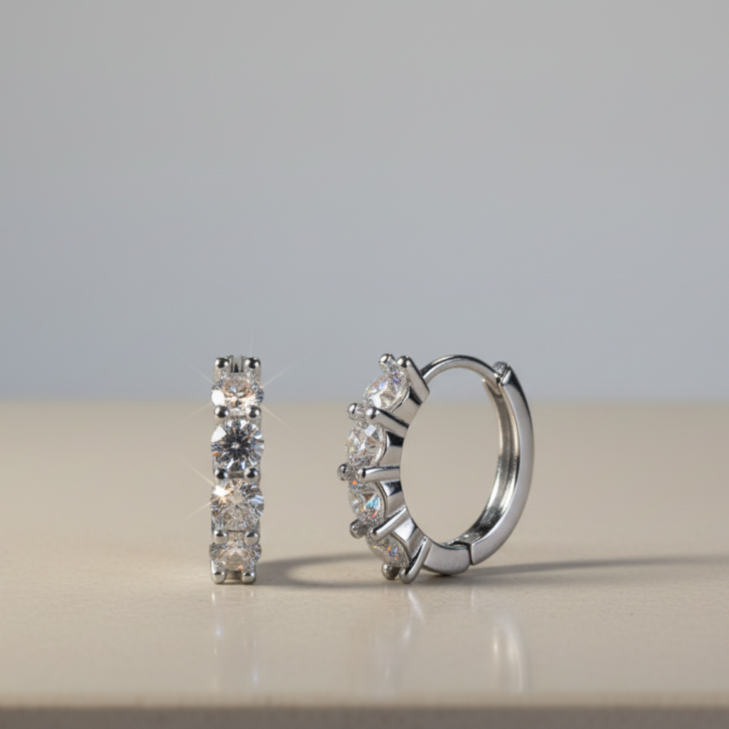Forever Shine —  Round Cut Huggie Earrings