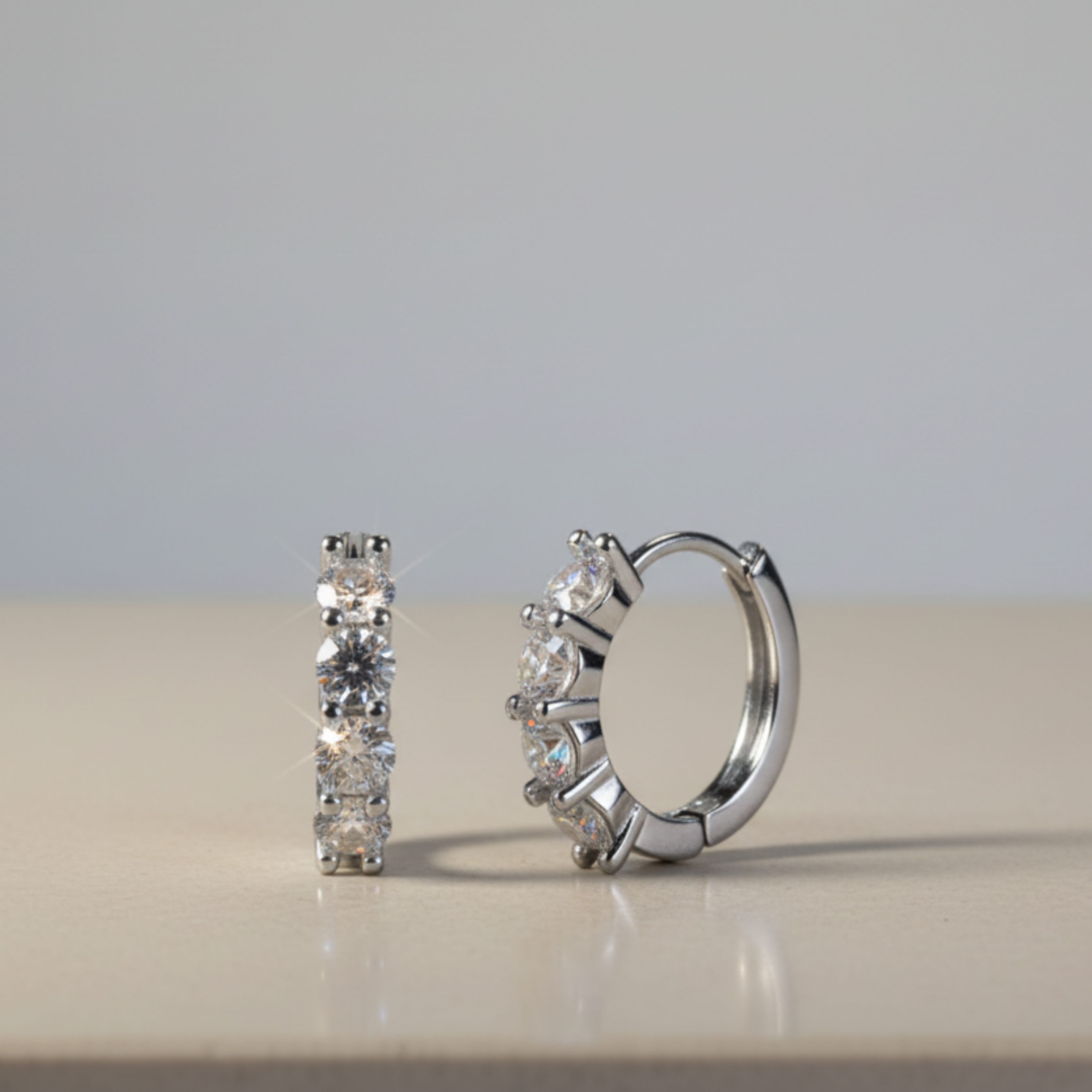 Forever Shine —  Round Cut Huggie Earrings