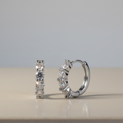 Forever Shine —  Round Cut Huggie Earrings
