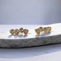 Gold heart and Opal CZ earrings