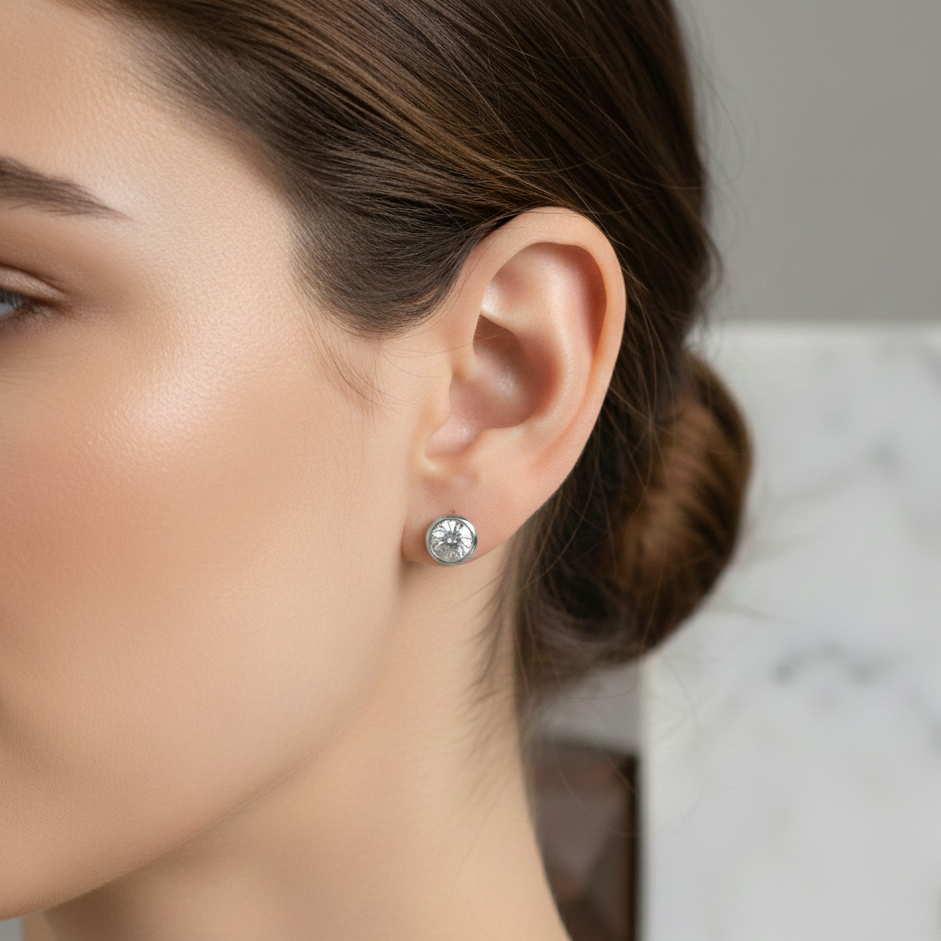 Barely there — Round Cut Stud Earrings