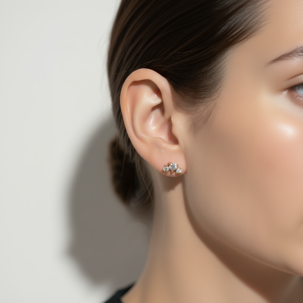 Aurora — Sterling Silver Round Cut Stud Earrings