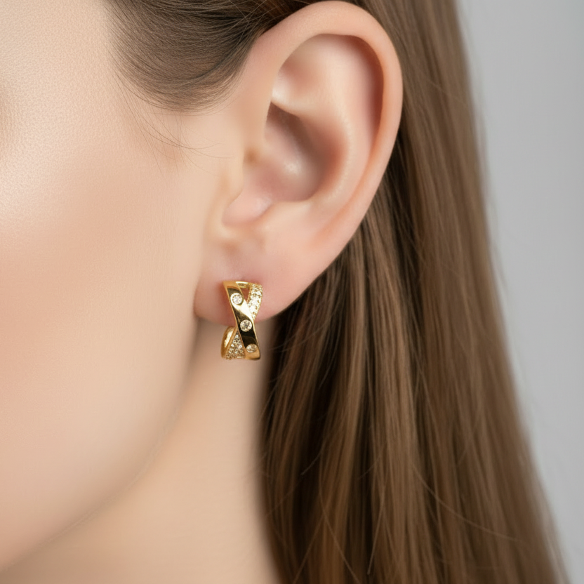 Zara — Sterling Silver Criss-Cross Hoop Earrings