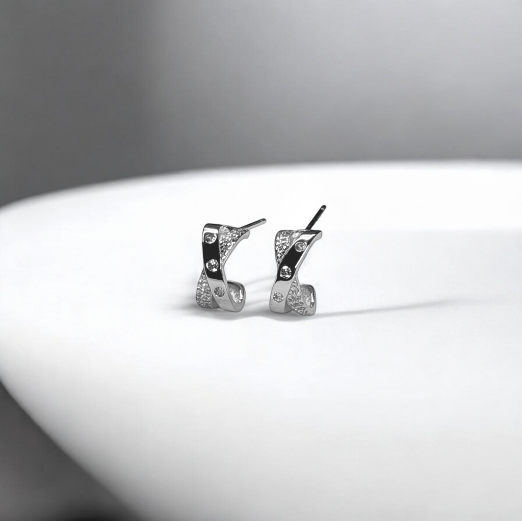 criss cross silver earrings