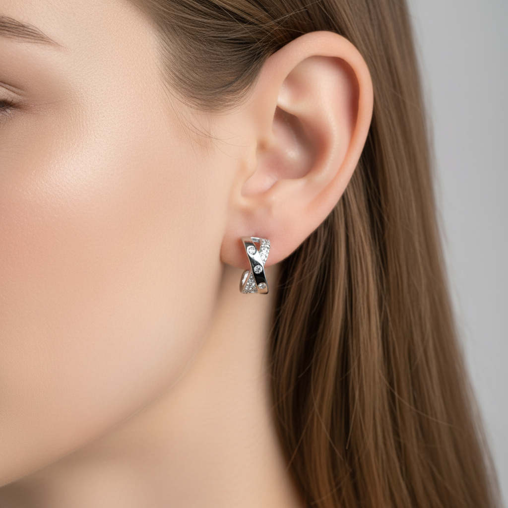 Zara — Sterling Silver Criss-Cross Hoop Earrings