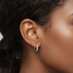 Clara — Sterling Silver High Polished Huggie Earrings