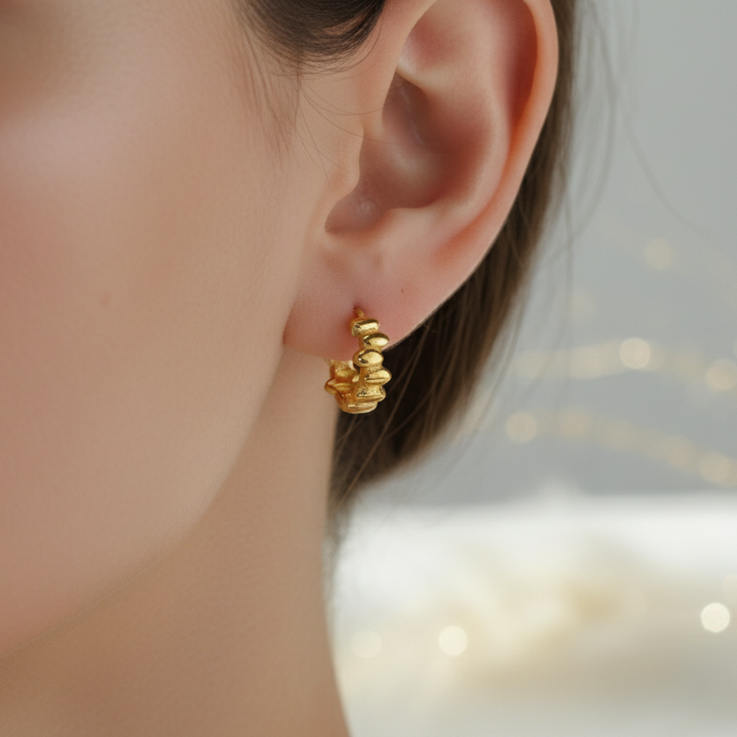 Audrey — Sterling Silver Segmented Hoop Earrings