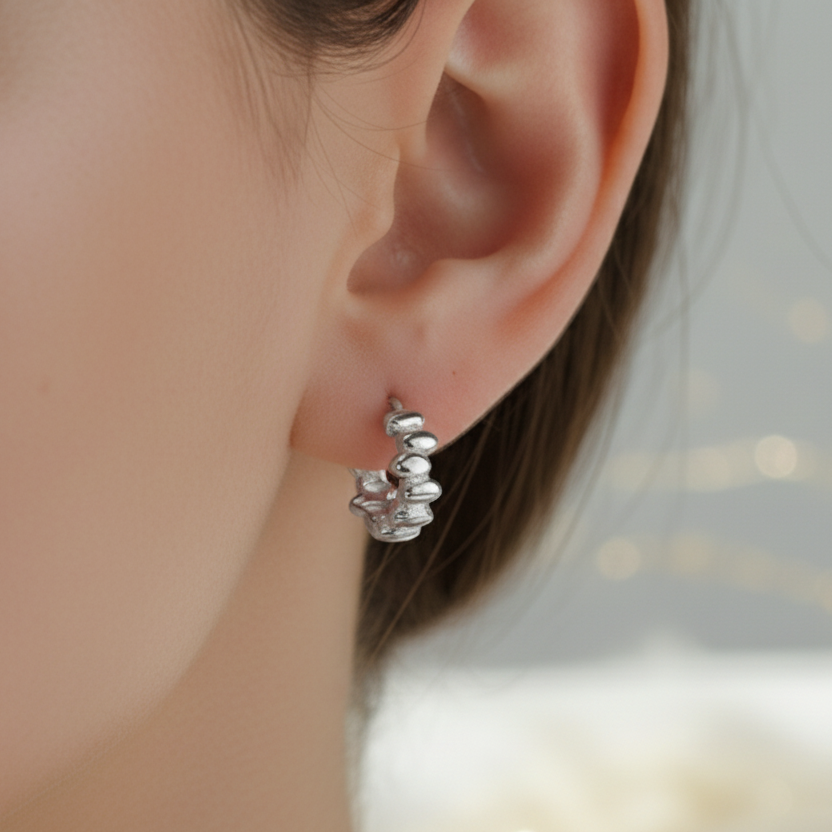 Audrey — Sterling Silver Segmented Hoop Earrings