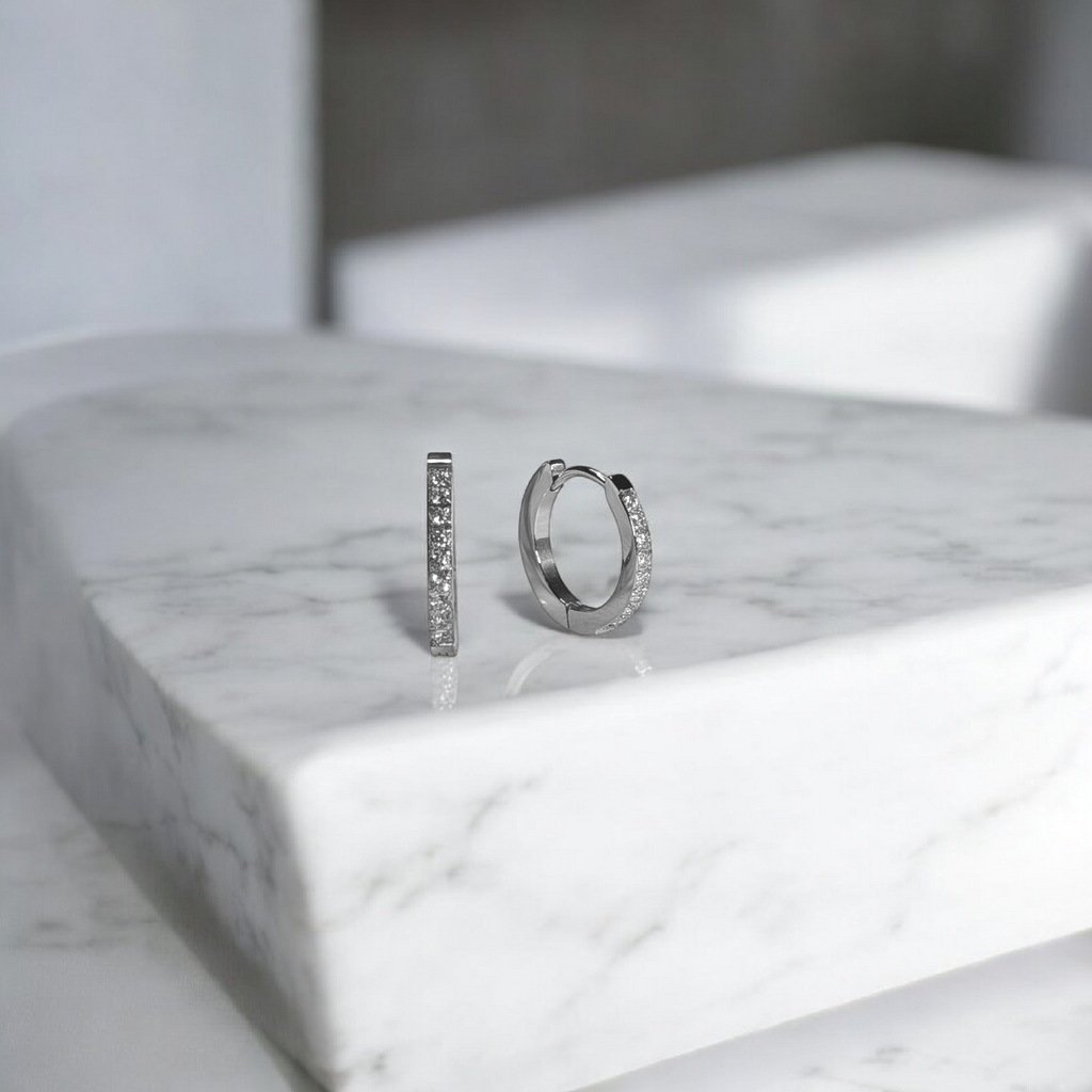 Lyla — Round Cut Pave Huggie Hoop Earrings