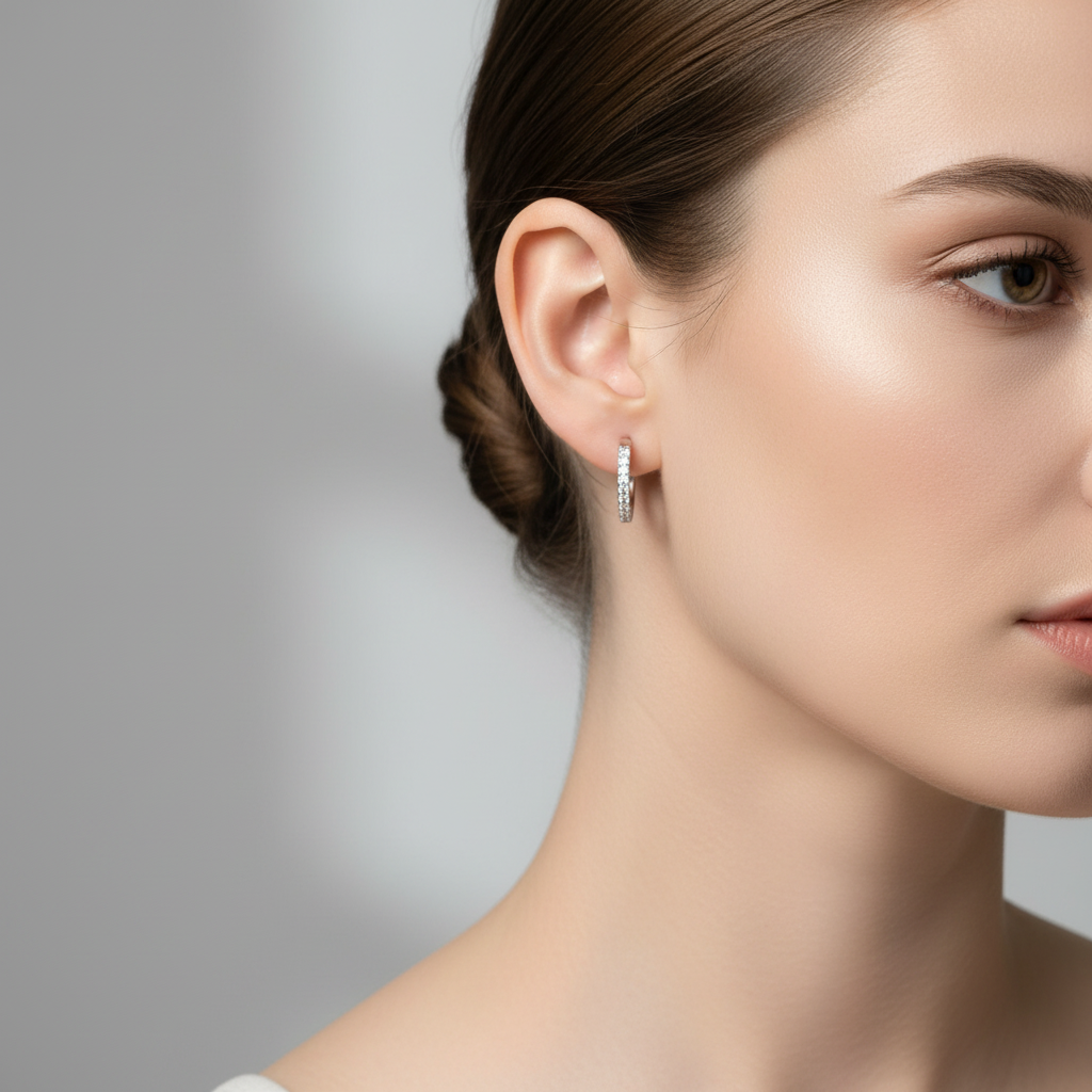 Lyla — Round Cut Pave Huggie Hoop Earrings