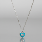 Cupid's Love — Enamel & CZ Heart Pendant Necklace