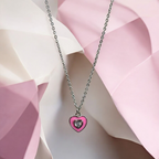 Cupid's Love — Enamel & CZ Heart Pendant Necklace