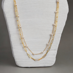 Gold layered chain necklace with pearls 