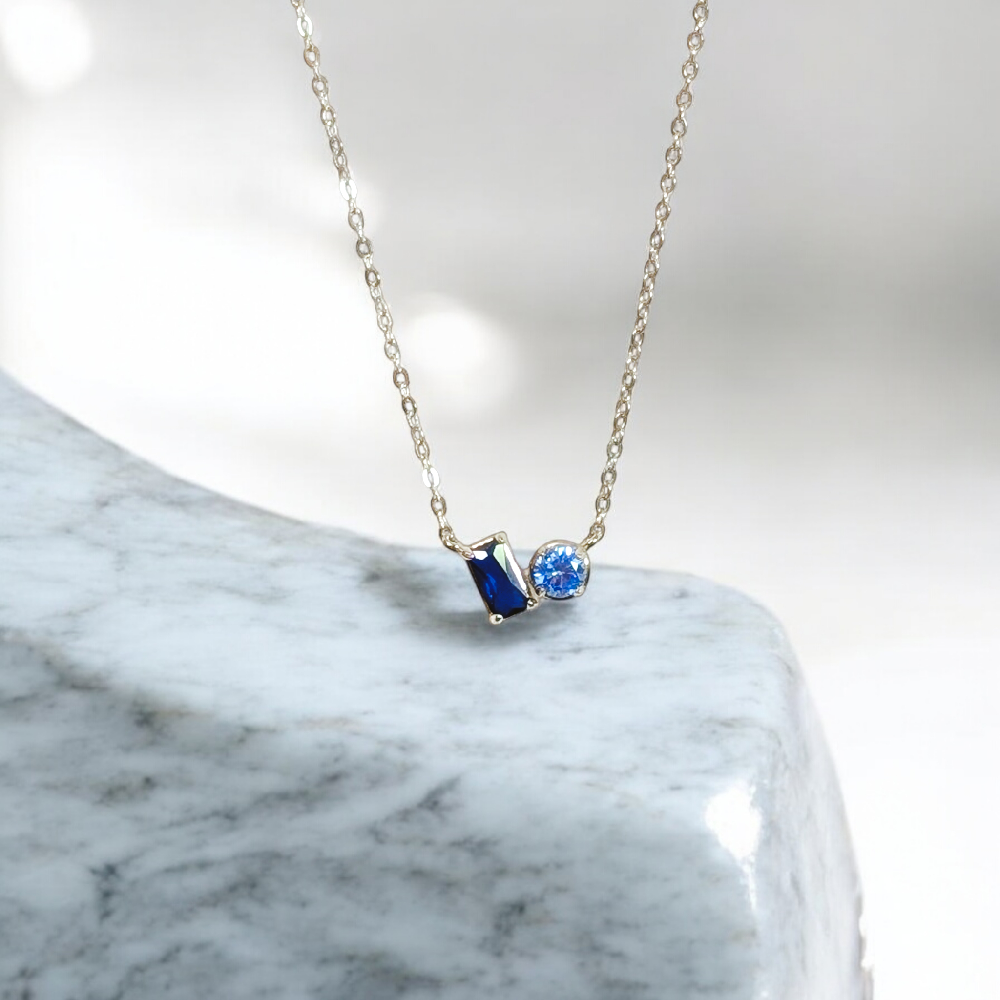 Necklace with sapphire CZ 