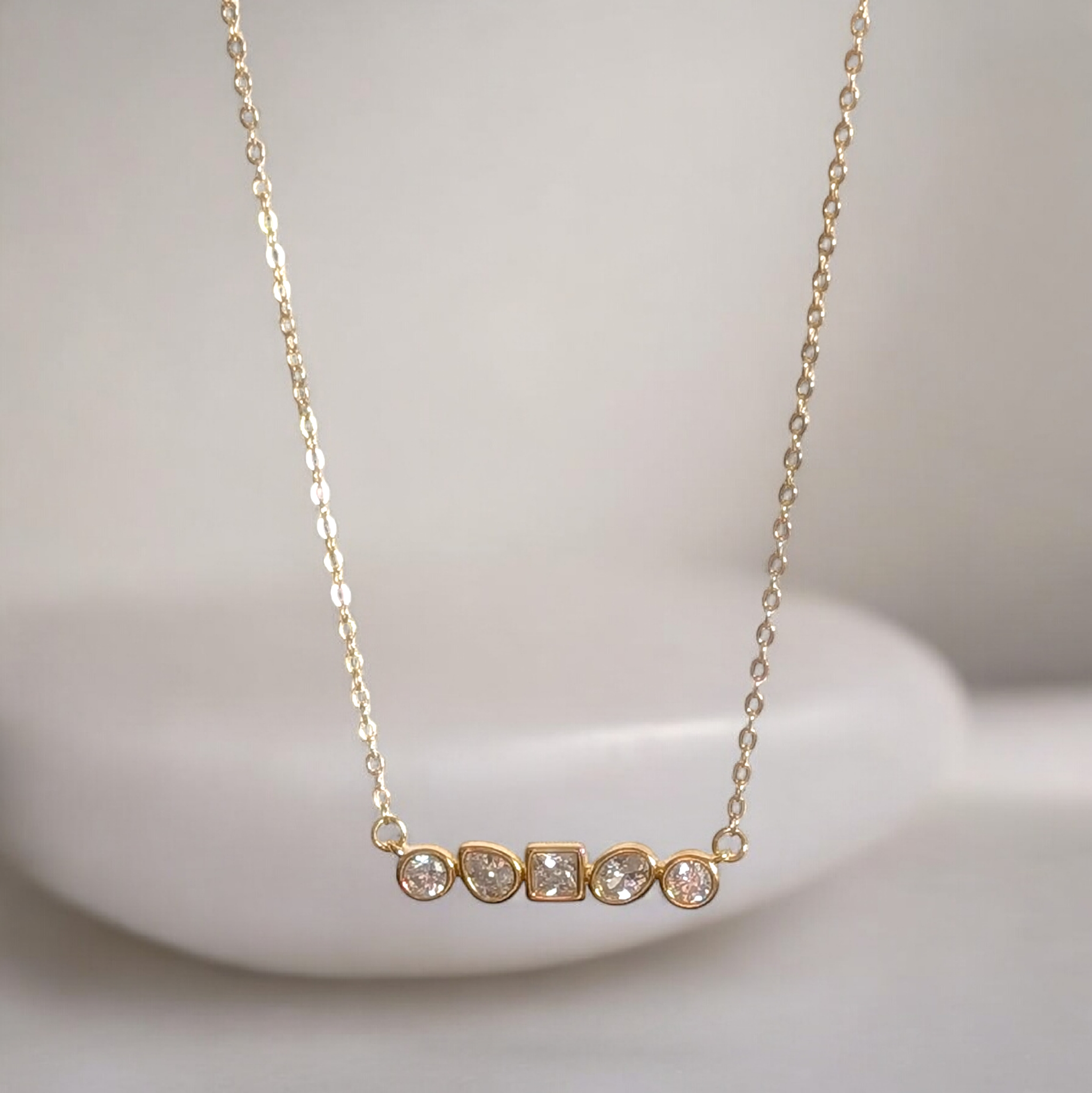 Adeline — Sterling Silver Mixed Cut Pendant Necklace