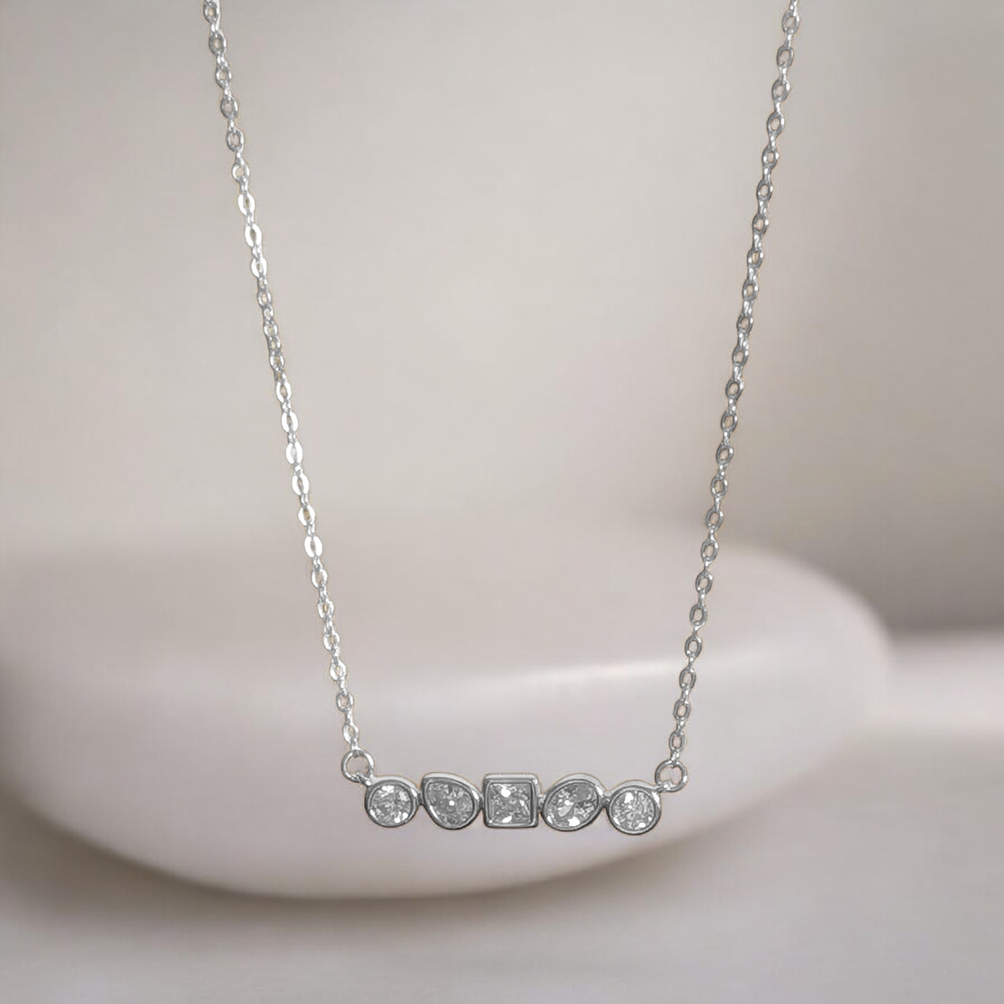 Adeline — Sterling Silver Mixed Cut Pendant Necklace