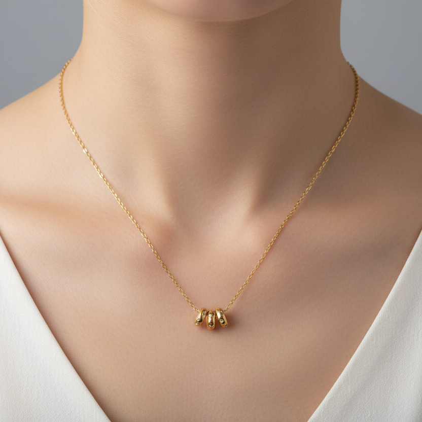 Amelie — Sterling Silver Trio Rondelle Necklace