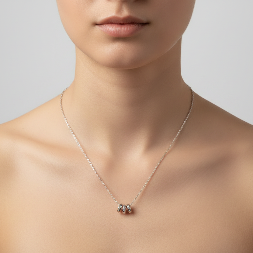 Amelie — Sterling Silver Trio Rondelle Necklace