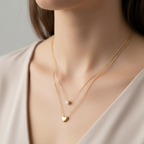 Valentina — Polished Heart & Round Cut Layered Necklace
