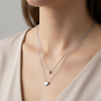 Valentina — Polished Heart & Round Cut Layered Necklace