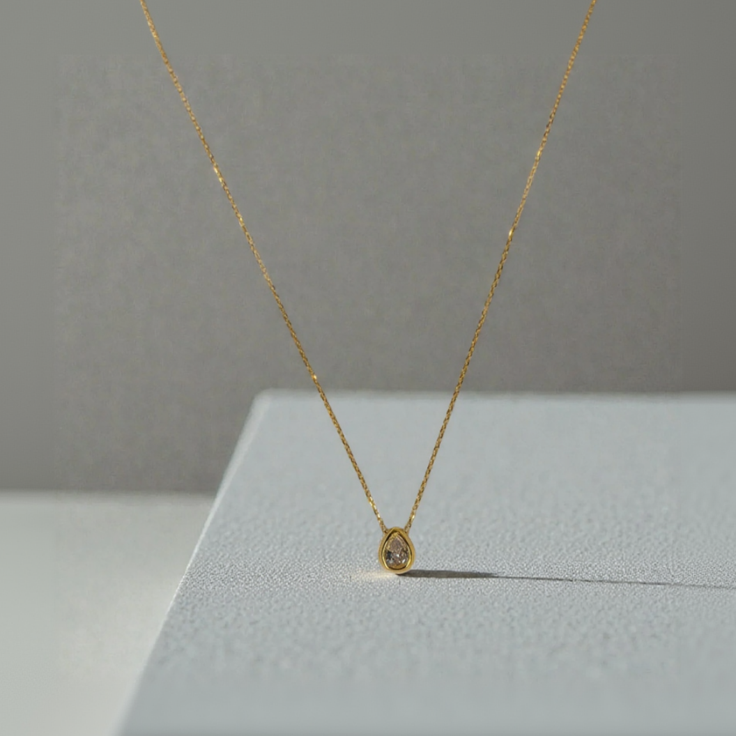 Aura — Sterling Silver Pear Cut Solitaire Necklace